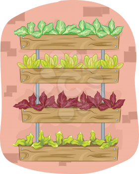 Illustration Featuring a Vertical Garden Composed of Ornamental Plants