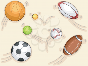 Illustration Featuring Balls Used in Different Sports