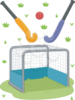 Illustration Featuring Field Hockey Equipment