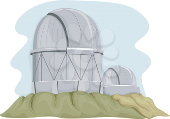 Illustration of a Telescope Facility on Top of a Hill