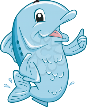 Mascot Illustration Featuring a Sardine Giving a Thumbs Up