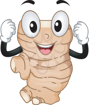Mascot Illustration Featuring a Ginger Flexing its Muscles