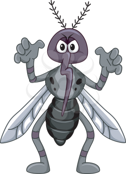 Mascot Illustration Featuring a Mosquito in a Scary Pose