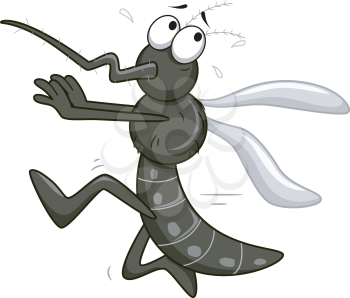 Mascot Illustration Featuring a Mosquito Running in Fear