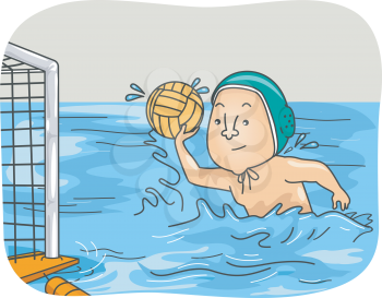 Illustration of a Guy Playing Water Polo