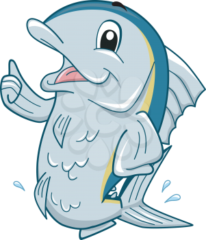 Mascot Illustration Featuring a Tuna Giving a Thumbs Up
