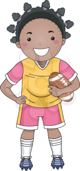 Illustration of an African-American Girl Dressed in Football Gear