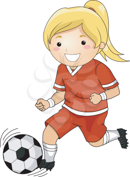 Illustration of a Girl Playing Soccer