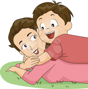 Illustration of a Son Hugging His Mother