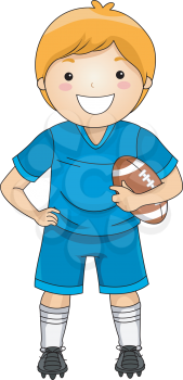 Illustration of a Boy Dressed in Football Gear