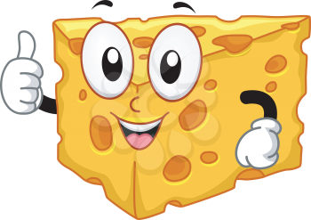 Mascot Illustration Featuring a Slice of Cheese Doing a Thumbs Up
