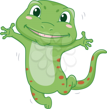 Illustration Featuring a Gecko Jumping in Glee