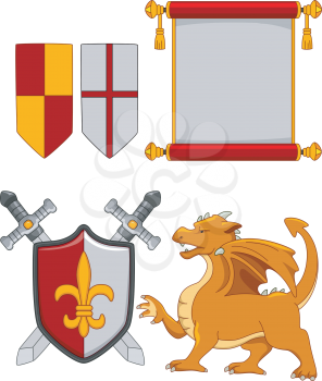 Illustration Featuring Different Medieval Elements