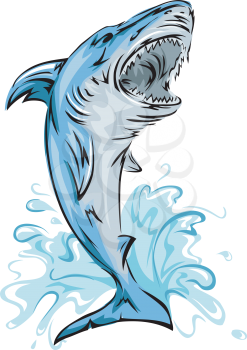 Illustration Featuring a Shark Leaping Out of the Water