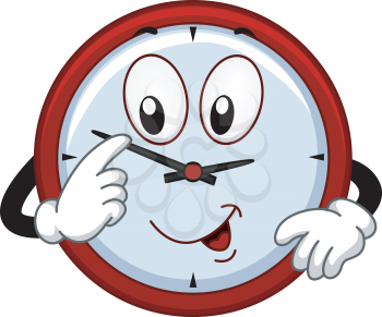 Mascot Illustration Featuring a Clock Adjusting the Time