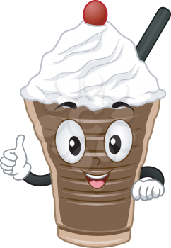 Mascot Illustration Featuring a Chocolate Shake Giving a Thumbs Up