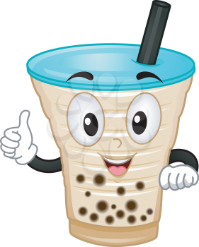 Mascot Illustration Featuring a Milk Tea Giving a Thumbs Up