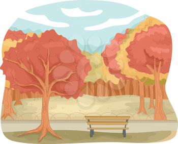 Illustration Featuring a Park in Autumn