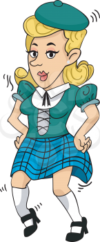 Illustration Featuring a Woman Doing a Scottish Dance
