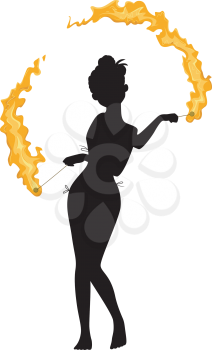 Illustration Featuring the Silhouette of a Fire Dancer