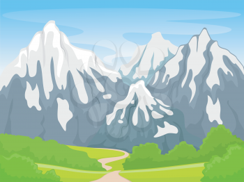 Illustration Featuring a Snowy Mountain Scene