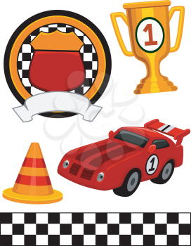 Illustration of Different Items Commonly Associated With Racing