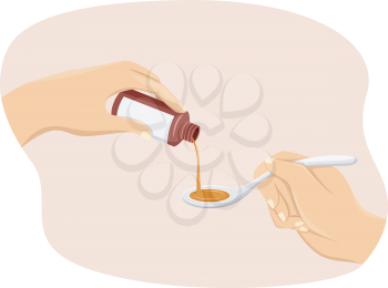 Illustration of Someone Pouring Some Syrup on a Spoon