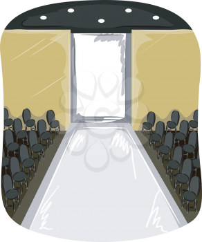 Illustration of an Empty Runway With Chairs on the Side