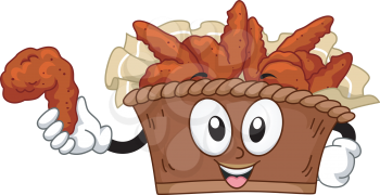 Mascot Illustration of a Bucket of Buffalo Wings
