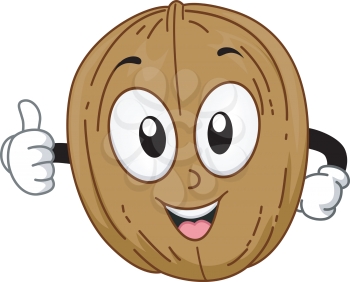 Mascot Illustration of a Walnut Giving a Thumbs Up
