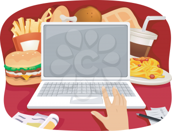 Cropped Illustration of a Person Ordering Fast Food Online