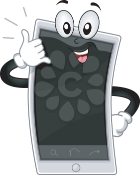 Mascot Illustration of a Smartphone Making the Call Me Hand Gesture