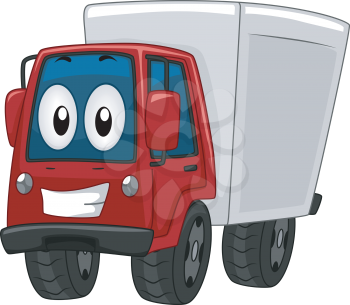 Mascot Illustration of a Delivery Truck Beaming Wide