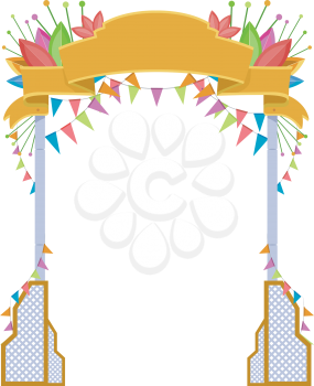 Illustration of a Welcome Arch with a Festival Theme