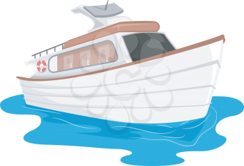 Illustration of a Private Yacht Cruising Through Water