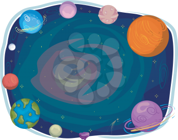 Frame Illustration Featuring the Planets Arranged in a Circle