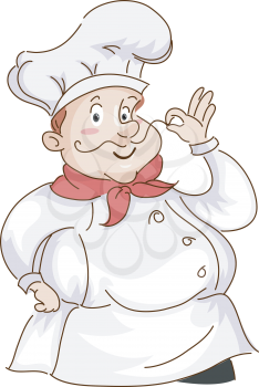 Retro Illustration of a Chef Playing with His Moustache