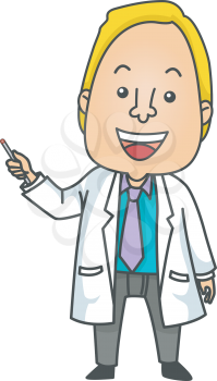Illustration of a Doctor Using a Laser Pointer to Give a Presentation