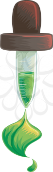 Illustration of a Medicine Dropped Filled with Green Liquid