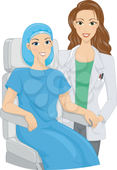 Illustration of a Girl Doctor with her Patient sitting by her side