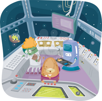 Illustration of Aliens Tinkering with the Controls in the Control Room