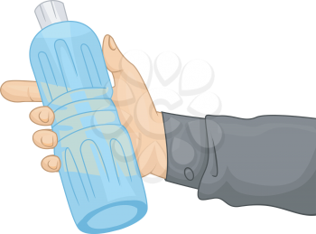 Cropped Illustration of a Person Holding Bottled Water