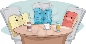 Mascot Illustration of Books Having Coffee Together - Book Club