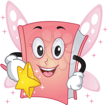 Mascot Illustration of a Book Wearing a Fairy Costume and Holding a Magic Wand
