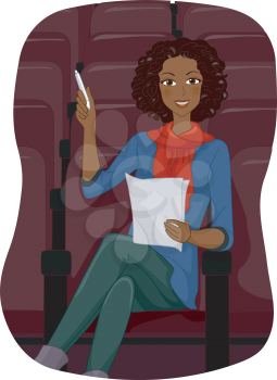 Illustration of a Female Theater Director Holding a Script