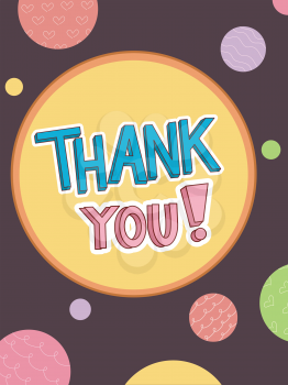 Text Illustration Featuring the Words Thank You Surrounded by Colorful Dots