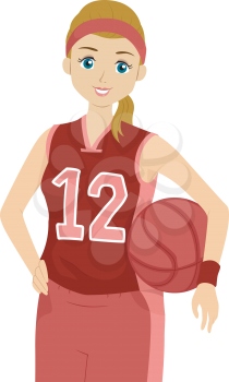 Illustration of a Female Basketball Player Striking a Pose