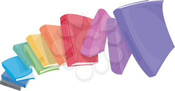 Illustration of a Pile of Colorful Books Tumbling Down