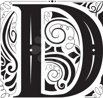 Illustration of a Vintage Monogram Featuring the Letter D