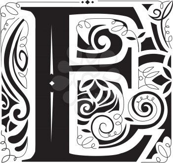Illustration of a Vintage Monogram Featuring the Letter E